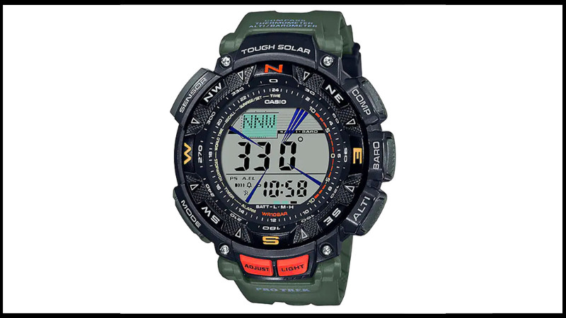 Đồng hồ CASIO PROTREK PRG-240-3DR nam, chống nước vượt trội, áp dụng hiệu quả cách chỉnh giờ đồng hồ Water Resist cho các tính năng đa dạng