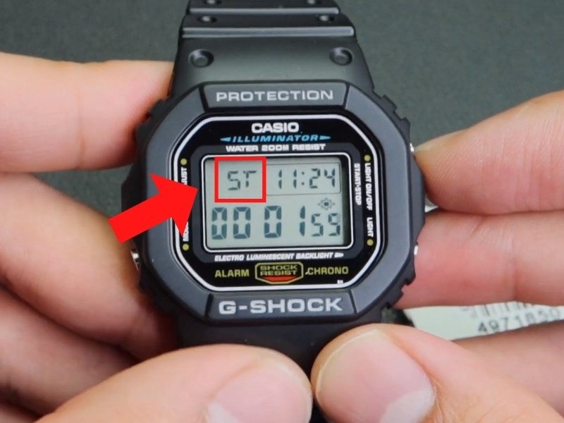 Chọn chế độ cài giờ thể thao có kí tự ST hoặc STW trên đồng hồ G-Shock