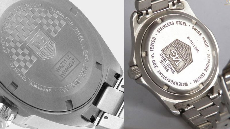 Số seri đồng hồ Tag Heuer được khắc tỉ mỉ trên mặt sau đồng hồ
