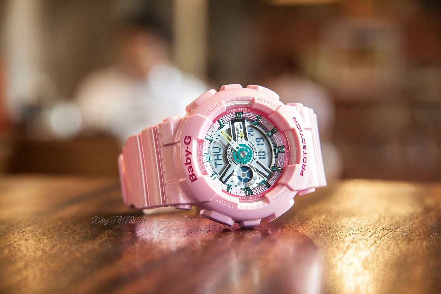 Mặt số đồng hồ G Shock nữ màu hồng Baby-G BA-110CA-4ADR hiển thị chi tiết sắc nét