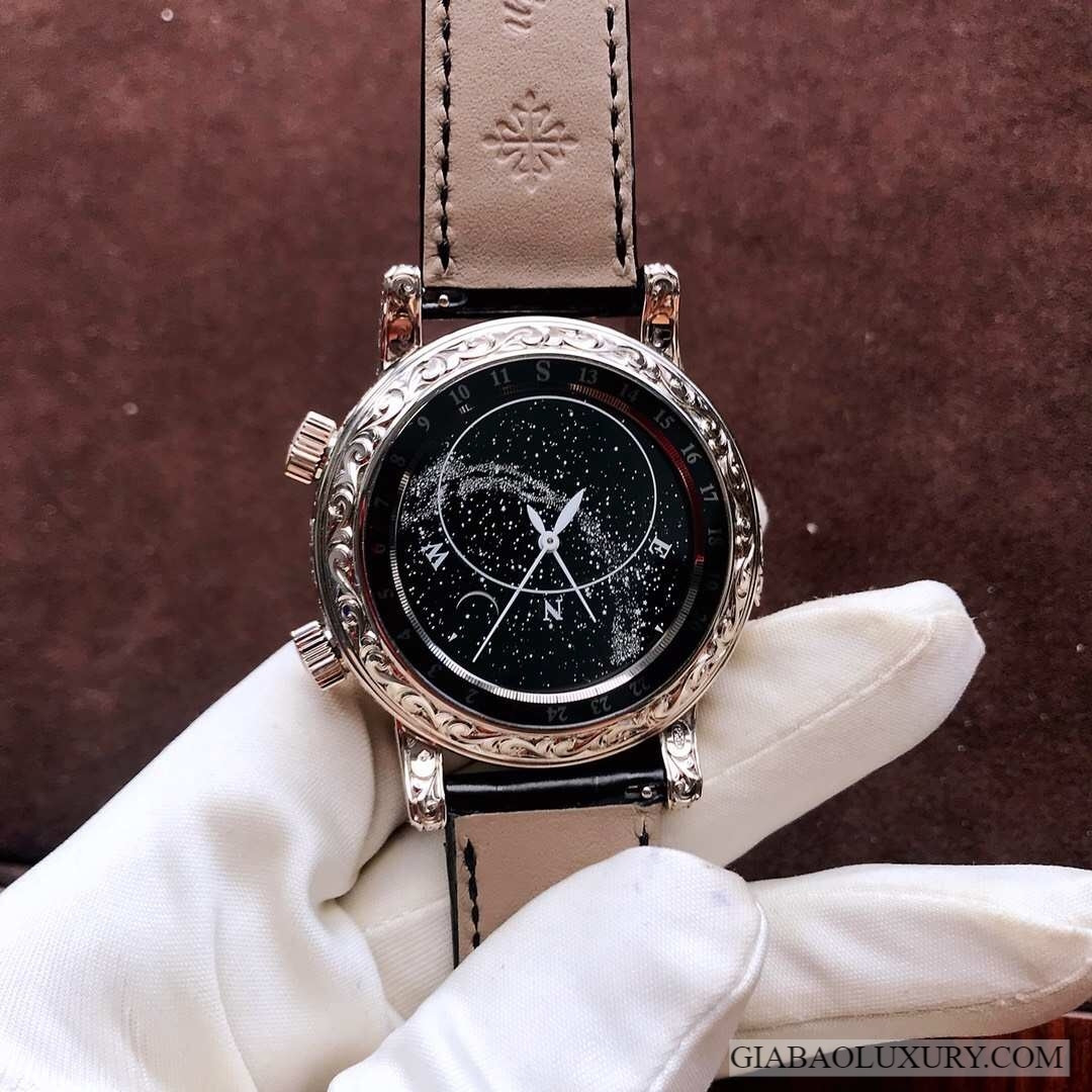 Patek Philippe 6002G-010 với mặt số thiên văn xoay theo thời gian thực