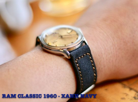 Dây đồng hồ Xiaomi Amazfit Pace RAM Classic 1960 Navy Blue da bò lộn