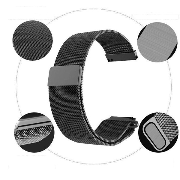 Các kích cỡ 20mm và 22mm của dây đeo đồng hồ nam châm Milanese.