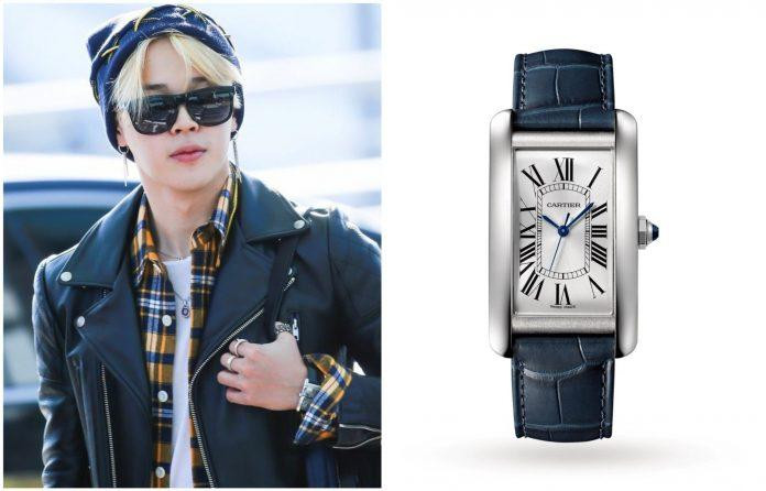 Jimin kết hợp chiếc Cartier Tank Américaine với phong cách đồ da trong bộ sưu tập đồng hồ của BTS