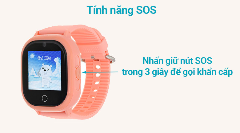 Nút SOS khẩn cấp trên đồng hồ thông minh trẻ em Kidcare 06S đảm bảo an toàn tối đa