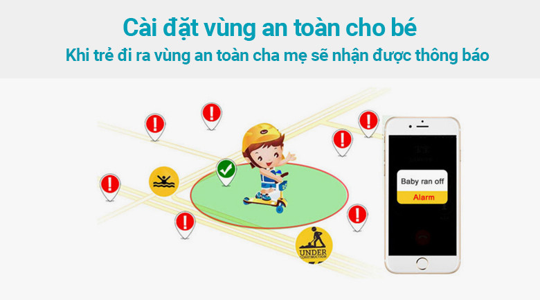 Đồng hồ thông minh trẻ em Kidcare 06S cho phép thiết lập vùng an toàn cho bé