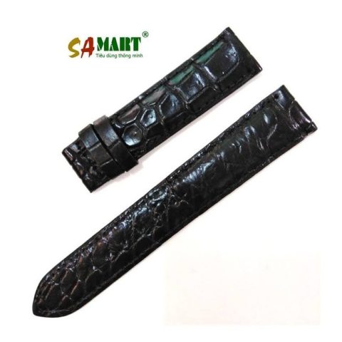 dây da đồng hồ size 20 từ da cá sấu màu đen