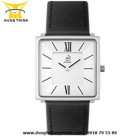 Đồng hồ LC nam mặt vuông dây da 2 kim L03.196.02.6.2