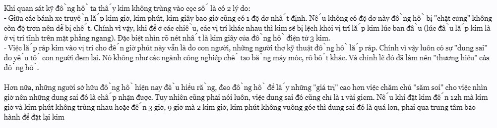 Đồng hồ pin với kim giây không trùng khớp vạch, minh họa độ sai lệch