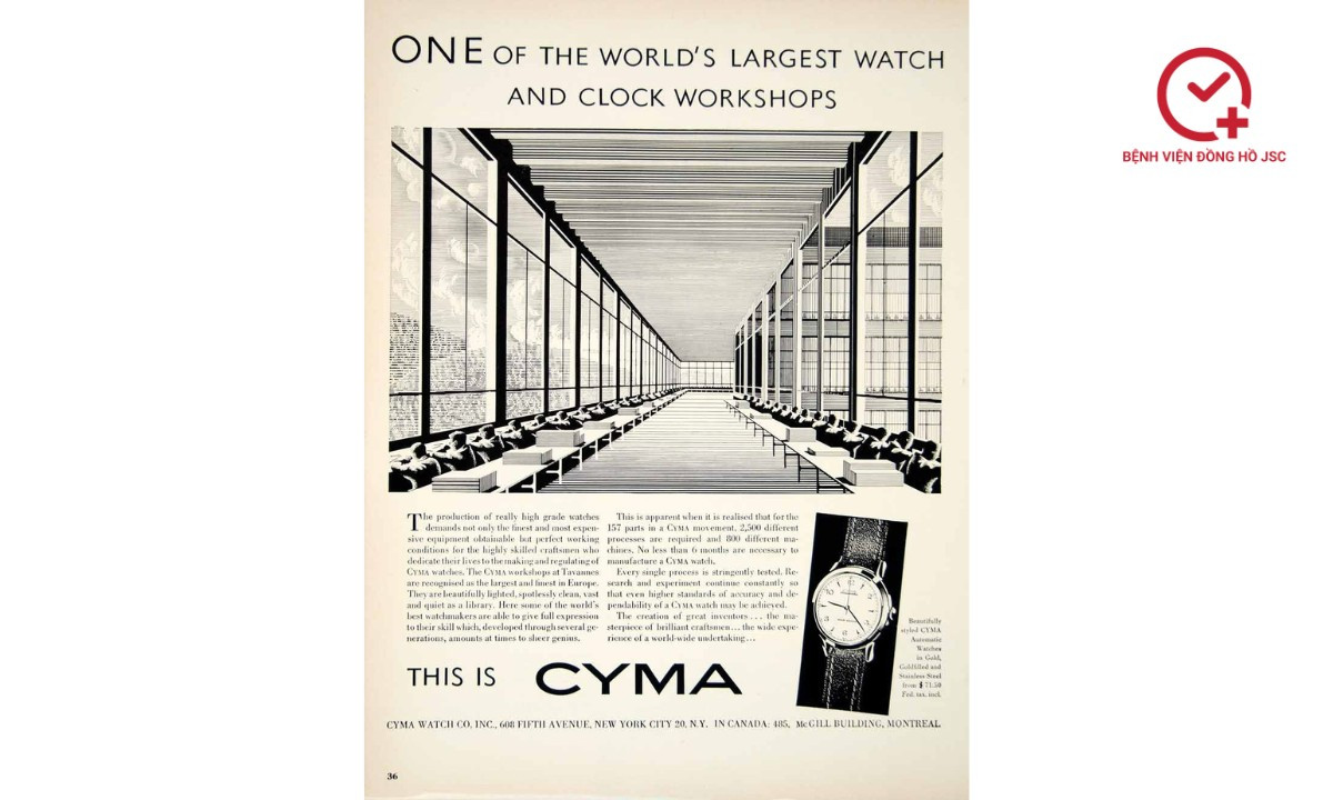Poster quảng cáo đồng hồ Cyma cổ điển, dấu ấn lịch sử phát triển