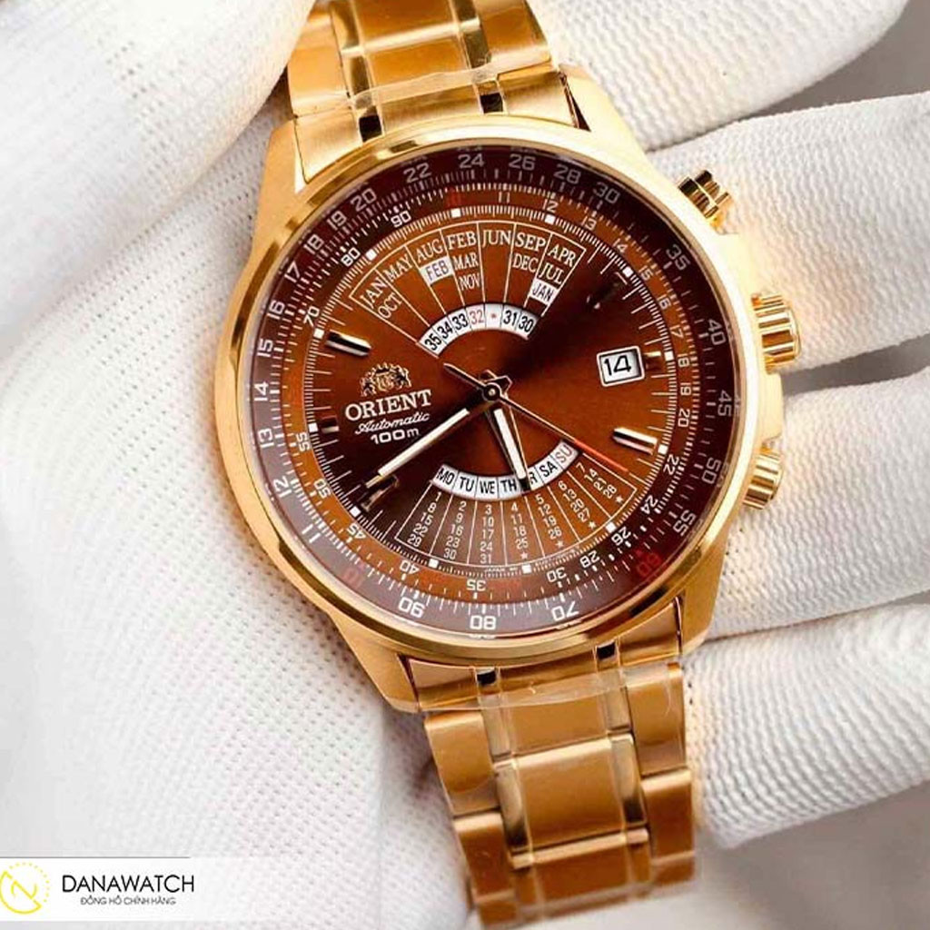 Đồng hồ Nam Orient Perpetual Calendar FEU07003TX với vỏ và dây thép mạ vàng PVD