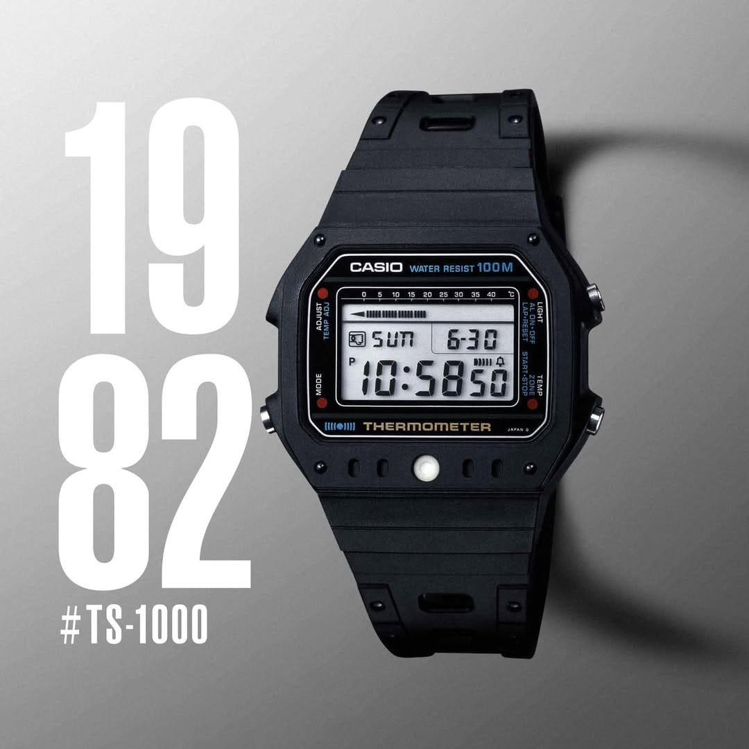 Đồng hồ Casio hiển thị tính năng đo nhiệt độ không khí trên màn hình kỹ thuật số