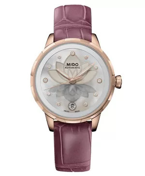 Đồng hồ nữ đẹp sang chảnh Mido Rainflower Night M043.207.36.106.00 với mặt số xanh đêm huyền bí và thiết kế tinh xảo