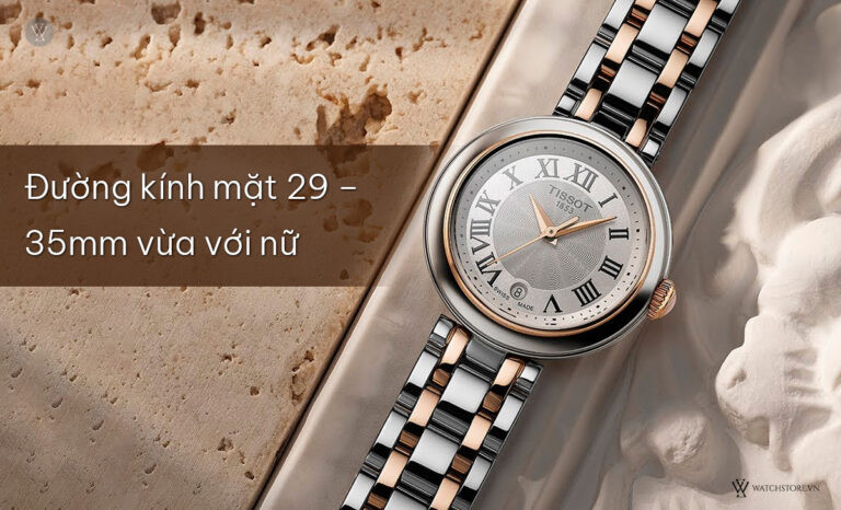 Mặt đồng hồ Tissot nữ đẹp với đường kính phù hợp cổ tay phái nữ