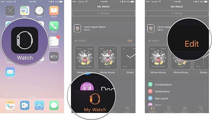 Các kiểu mặt đồng hồ Apple Watch Series 3 có sẵn để người dùng lựa chọn và tùy biến
