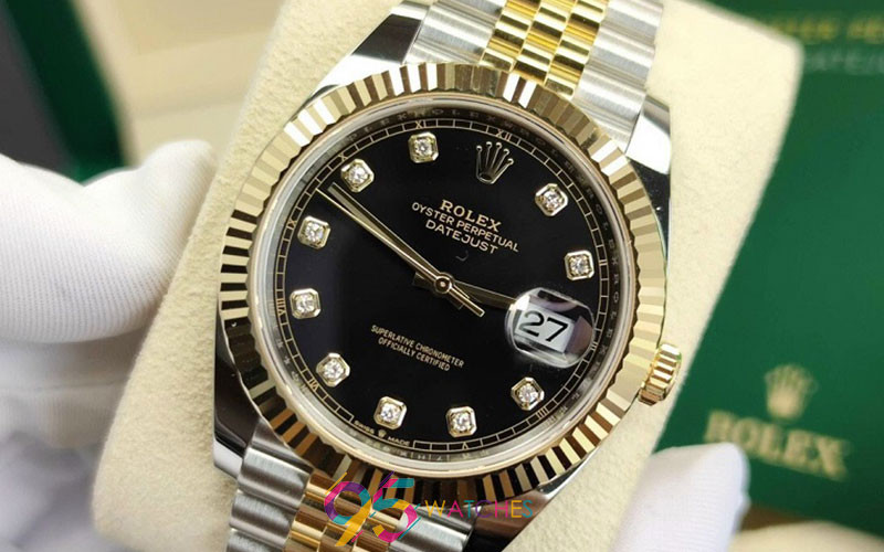 Mặt số tinh xảo với cọc số kim cương trên đồng hồ Rolex Datejust 16233