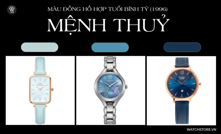Đồng hồ màu đen hợp tuổi Bính Tý 1996 mệnh Thủy