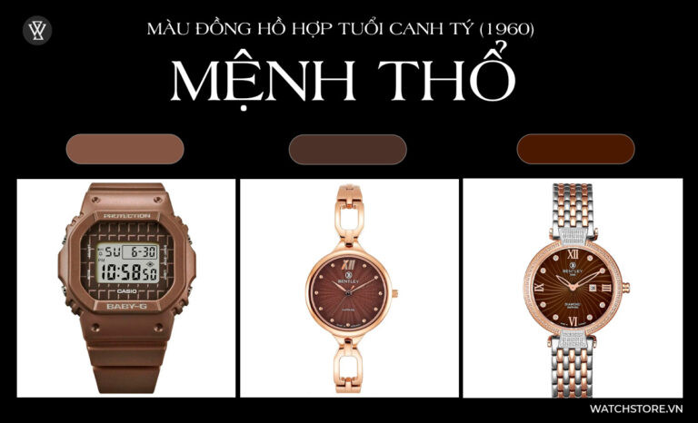 Đồng hồ màu vàng hợp tuổi Canh Tý 1960 mệnh Thổ