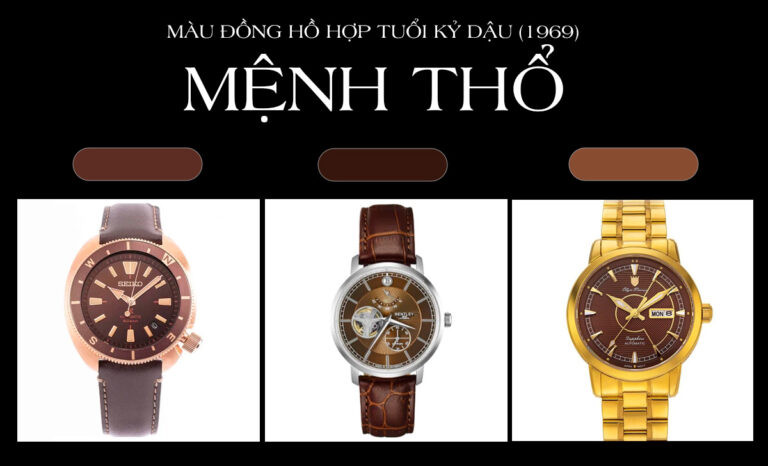 Màu đồng hồ vàng, nâu, đỏ, hồng cho người tuổi Kỷ Dậu mệnh Thổ