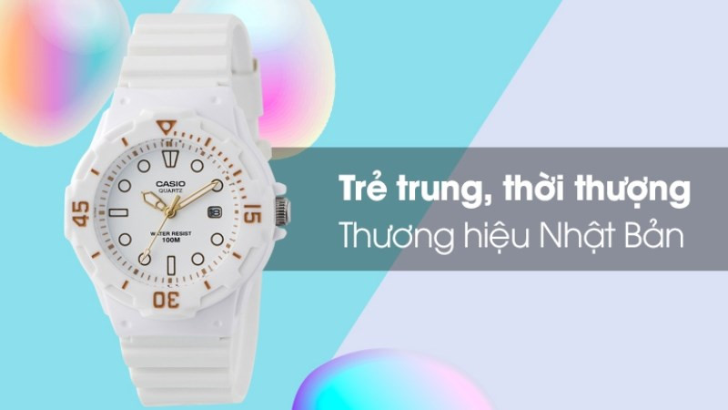 Đồng hồ nữ Casio LRW-200H-7E2VDF trắng nhựa năng động cá tính