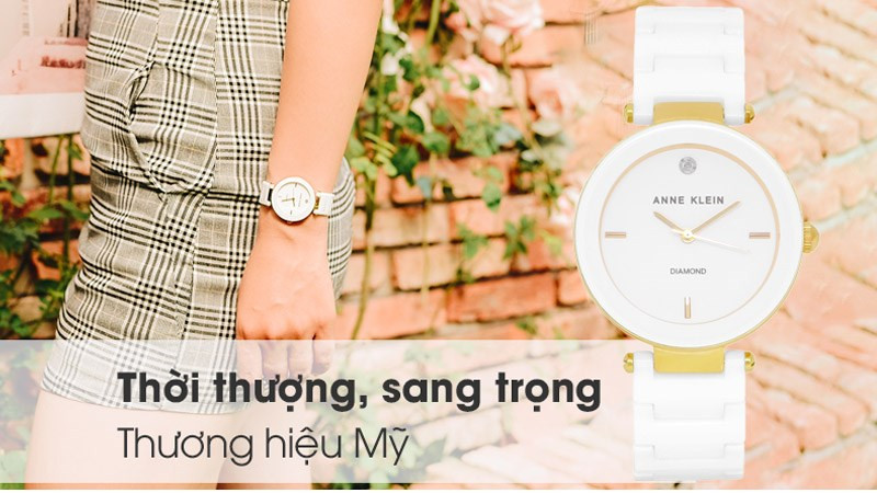Đồng hồ nữ Anne Klein AK/1018RGWT dây ceramic trắng bền đẹp