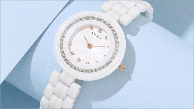 Đồng hồ Nakzen SS1011L-7N0 trắng pha lê lấp lánh sang chảnh