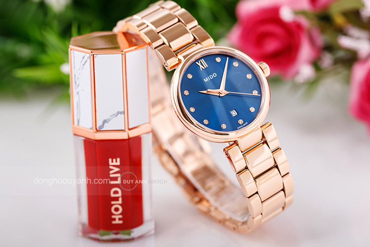 Đồng hồ Mido Baroncelli Donna Quartz M022.210.33.046.00 với mặt số xanh lam và kim cương
