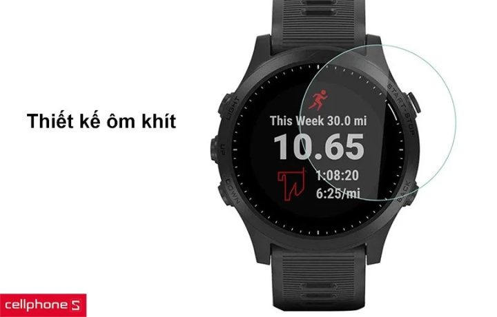 Miếng dán cường lực đồng hồ Garmin Forerunner 945 với thiết kế ôm khít màn hình