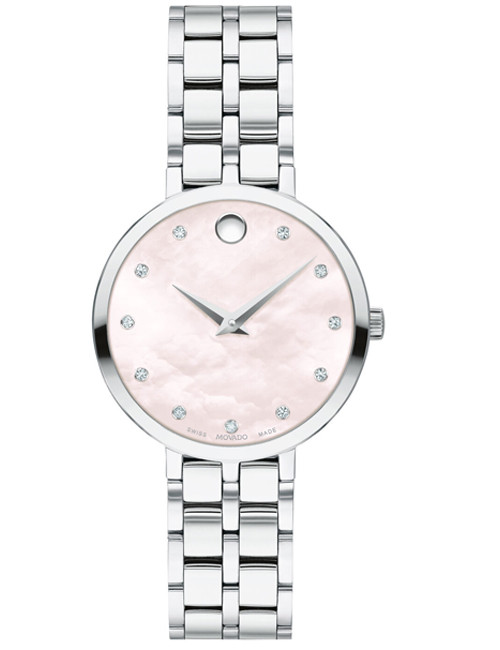 Đồng hồ nữ Movado 0607322 (28mm) với cọc số đính kim cương, sang trọng và bền bỉ