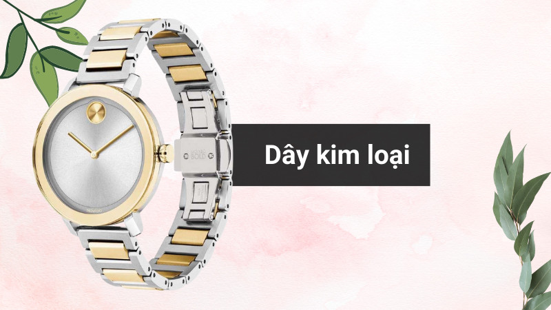 Dây đeo kim loại của đồng hồ Movado nữ giá rẻ, thể hiện sự tinh tế và dễ dàng điều chỉnh