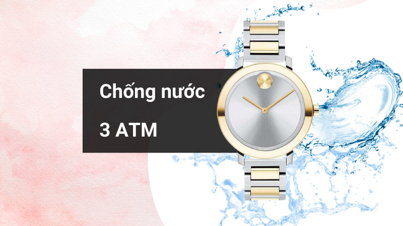 Khả năng chống nước 3 ATM của đồng hồ Movado nữ, phù hợp sử dụng hàng ngày