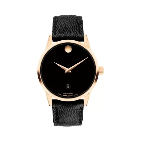 Đồng hồ nam Movado Museum Classic dây da đen, mẫu chính hãng thể hiện sự sang trọng và tinh tế.