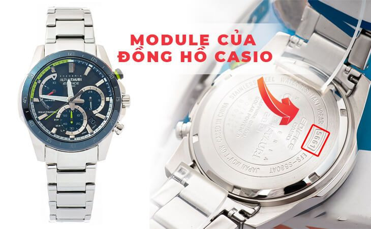Mặt sau đồng hồ Casio với số seri được khắc tỉ mỉ