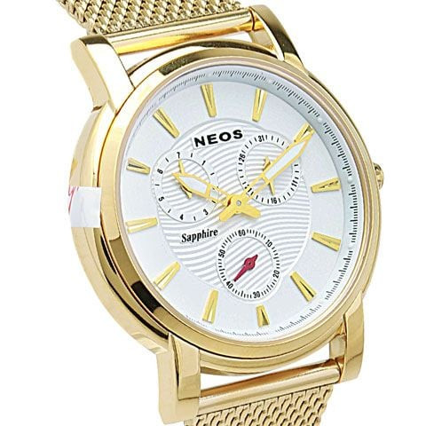 Cận cảnh mặt số và bộ máy 5 kim của đồng hồ Neos N-40722M
