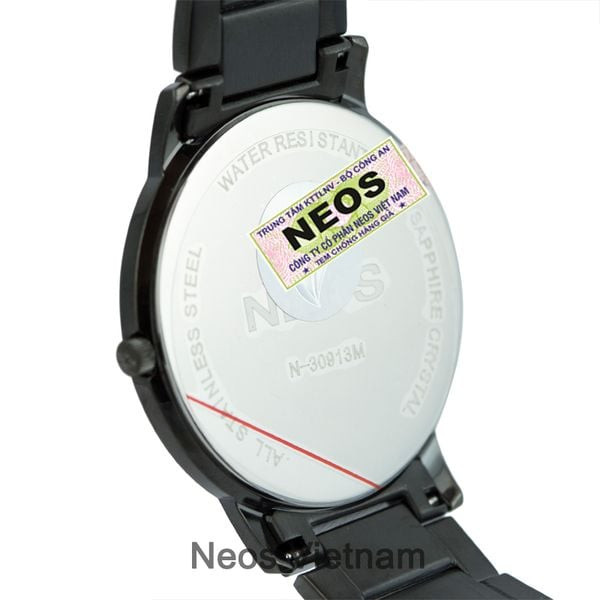 thiết kế mặt và dây đồng hồ nam dây thép đen Neos N-30913M
