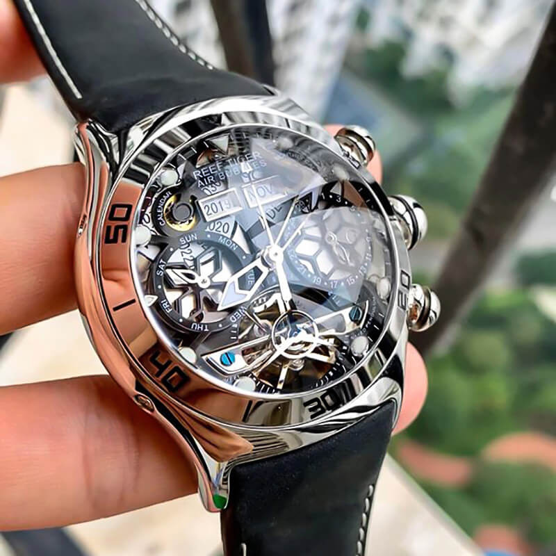 Đồng hồ Reef Tiger Air Bubbles RGA703-1 với mặt số độc đáo và hiệu ứng bong bóng