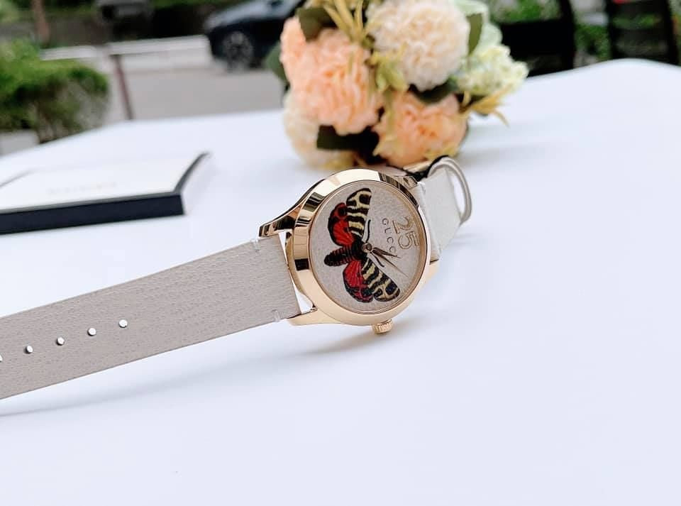 Trọn bộ đồng hồ đeo tay nữ Gucci G-Timeless Butterfly YA1264062 và phụ kiện đi kèm