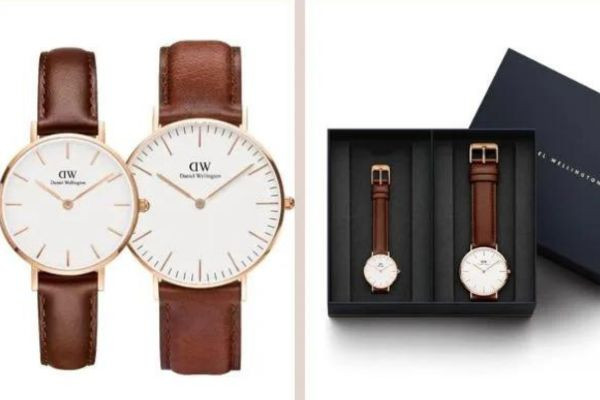 Cặp đồng hồ DW Petite St Waves và Classic St Waves dây da phong cách tối giản