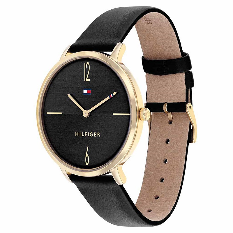 Đồng hồ Tommy Hilfiger Liza 40mm, mặt số lớn màu trắng, dây da nâu, phù hợp cho nữ cổ tay to
