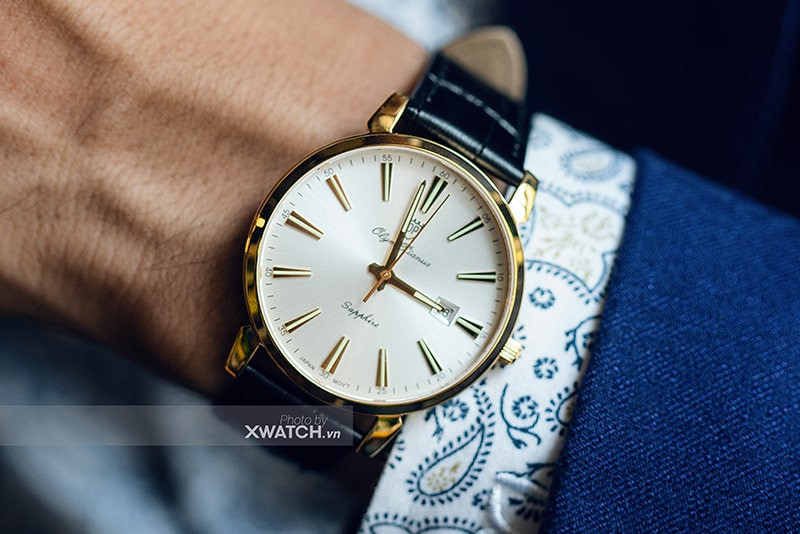 Đồng hồ Olympia Star dây da lịch lãm
