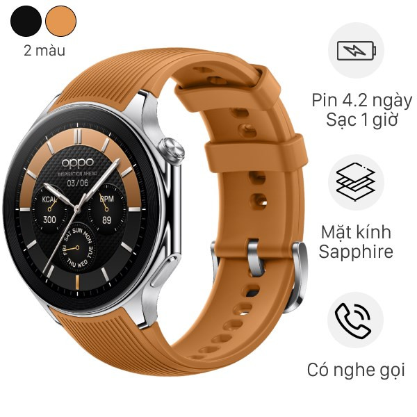 Đồng hồ thông minh Oppo Watch X màu nâu với mặt kính Sapphire
