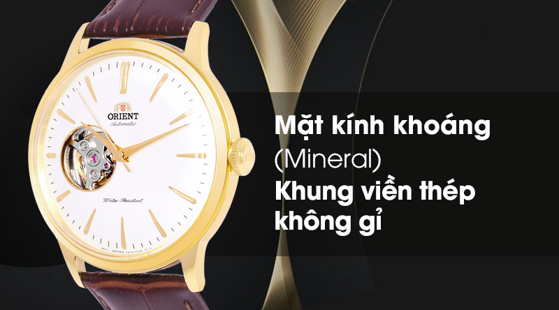 Mặt kính cong và khung viền chắc chắn của đồng hồ Orient RA-AG0003S10B
