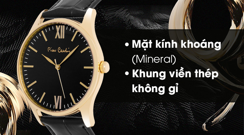 Vỏ thép không gỉ chắc chắn của đồng hồ nam Pierre Cardin PCX8516G514, thể hiện độ bền bỉ