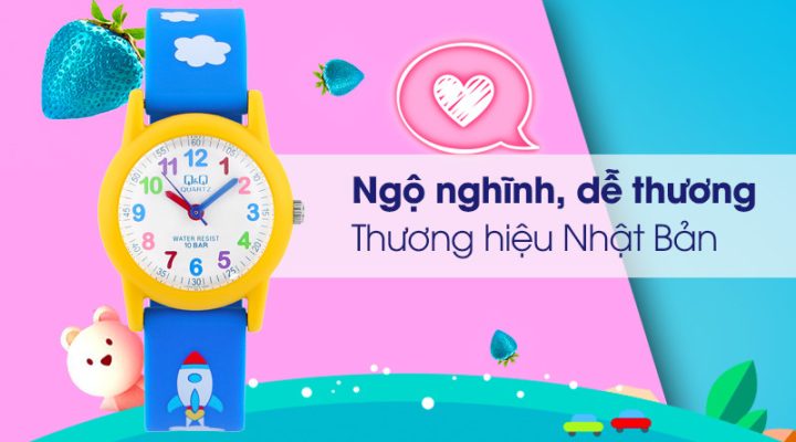 Đồng hồ Q&Q trẻ em VR99J003Y với kiểu dáng ngộ nghĩnh, màu sắc rực rỡ, phù hợp cho bé