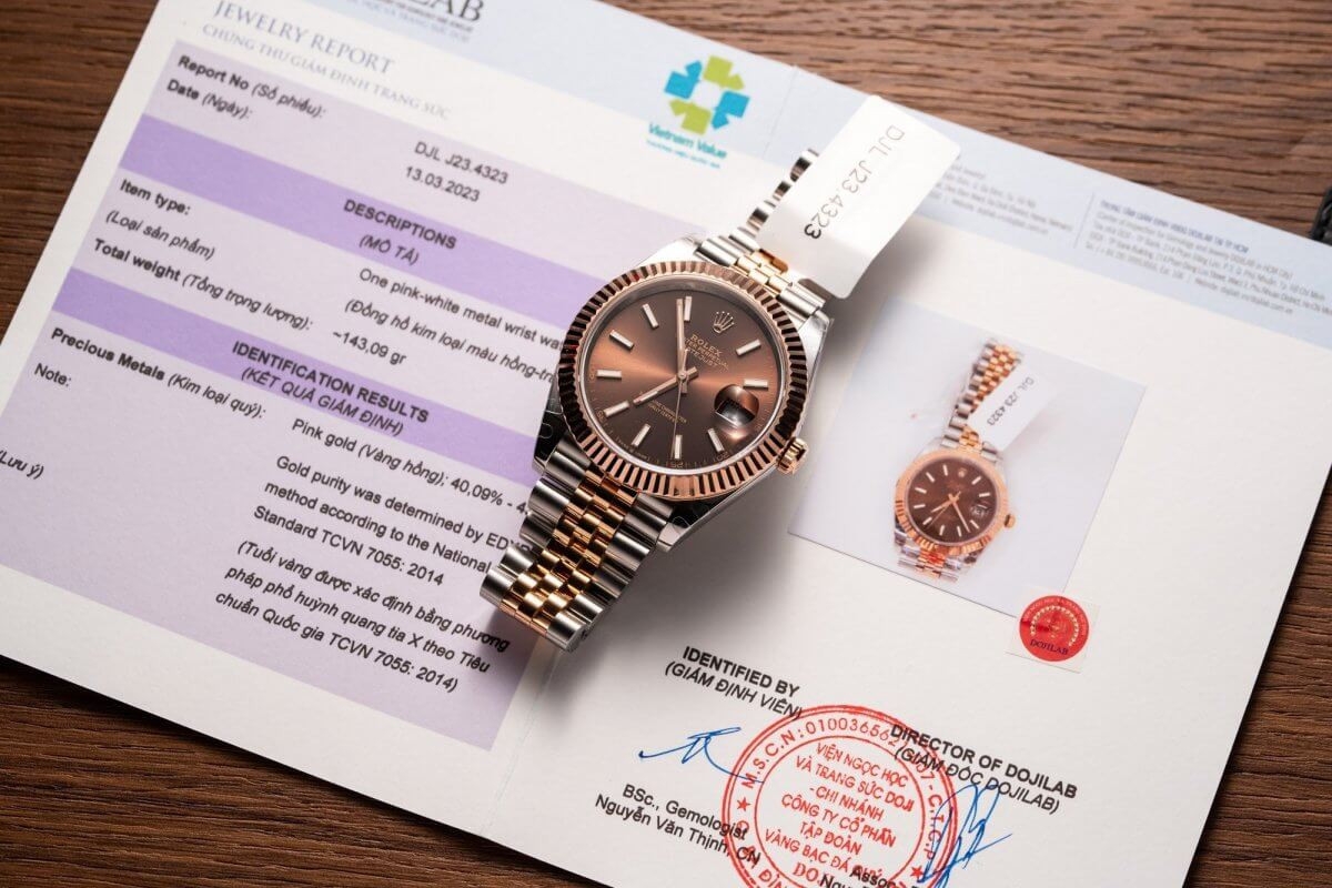 Đồng hồ Rolex chế tác vỏ vàng dây da nâu