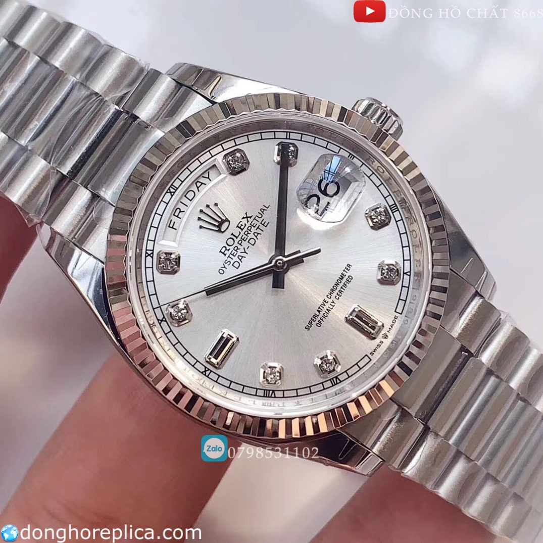 Chi tiết bộ vỏ 36mm của đồng hồ Rolex Day-Date, yếu tố quyết định giá