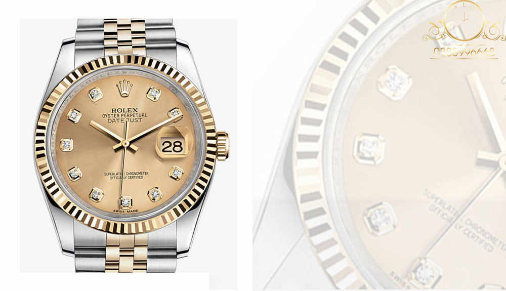 Chi tiết vỏ và dây đeo đồng hồ Rolex Datejust 72200 CL5 18K làm từ vàng 18K và thép 904L bền bỉ.
