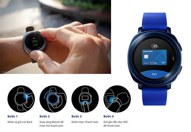 Đồng hồ thông minh Samsung Gear Sport hỗ trợ thanh toán Samsung Pay