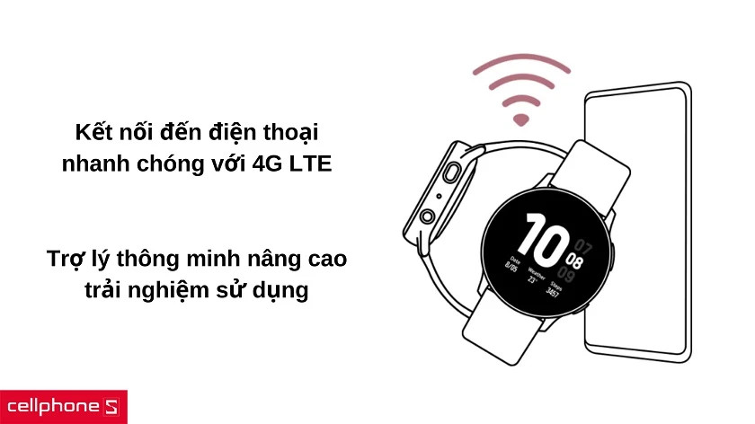 Trợ lý thông minh Samsung Galaxy Watch Active 2 LTE hiển thị thông báo và cuộc gọi