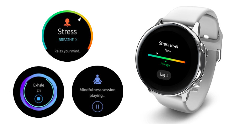 Theo dõi mức độ căng thẳng và gợi ý thư giãn của đồng hồ Samsung Galaxy Watch Active R500